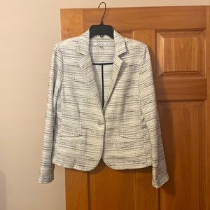 CAbi white/black speckled blazer.